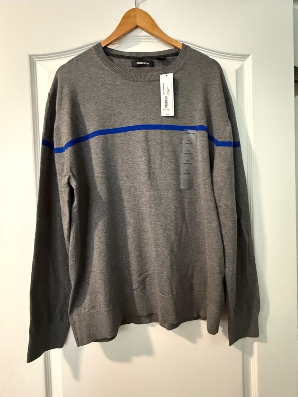 Claiborne Gray Sweater with Royal Blue Stripe